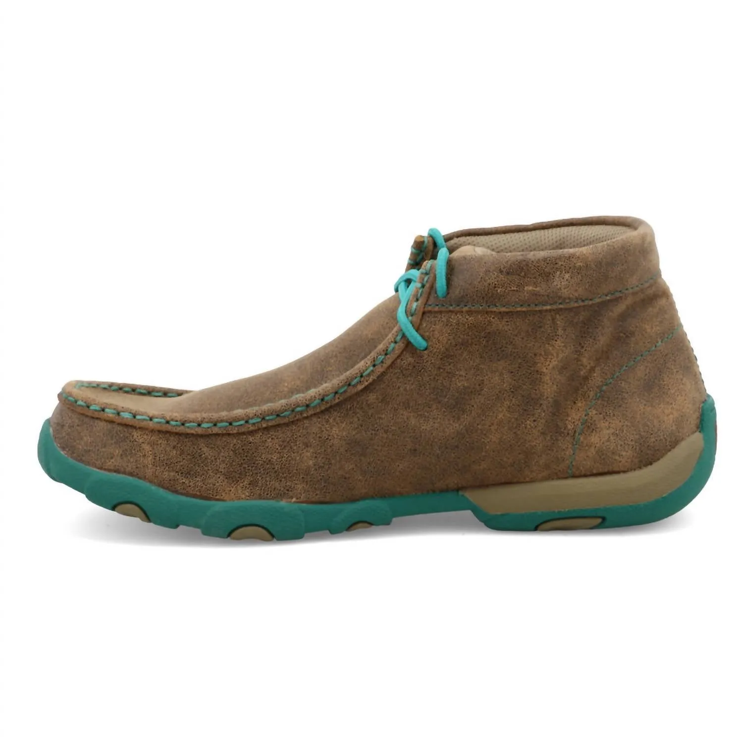 Women's Chukka Driving Moc Shoe In Brown/turquoise