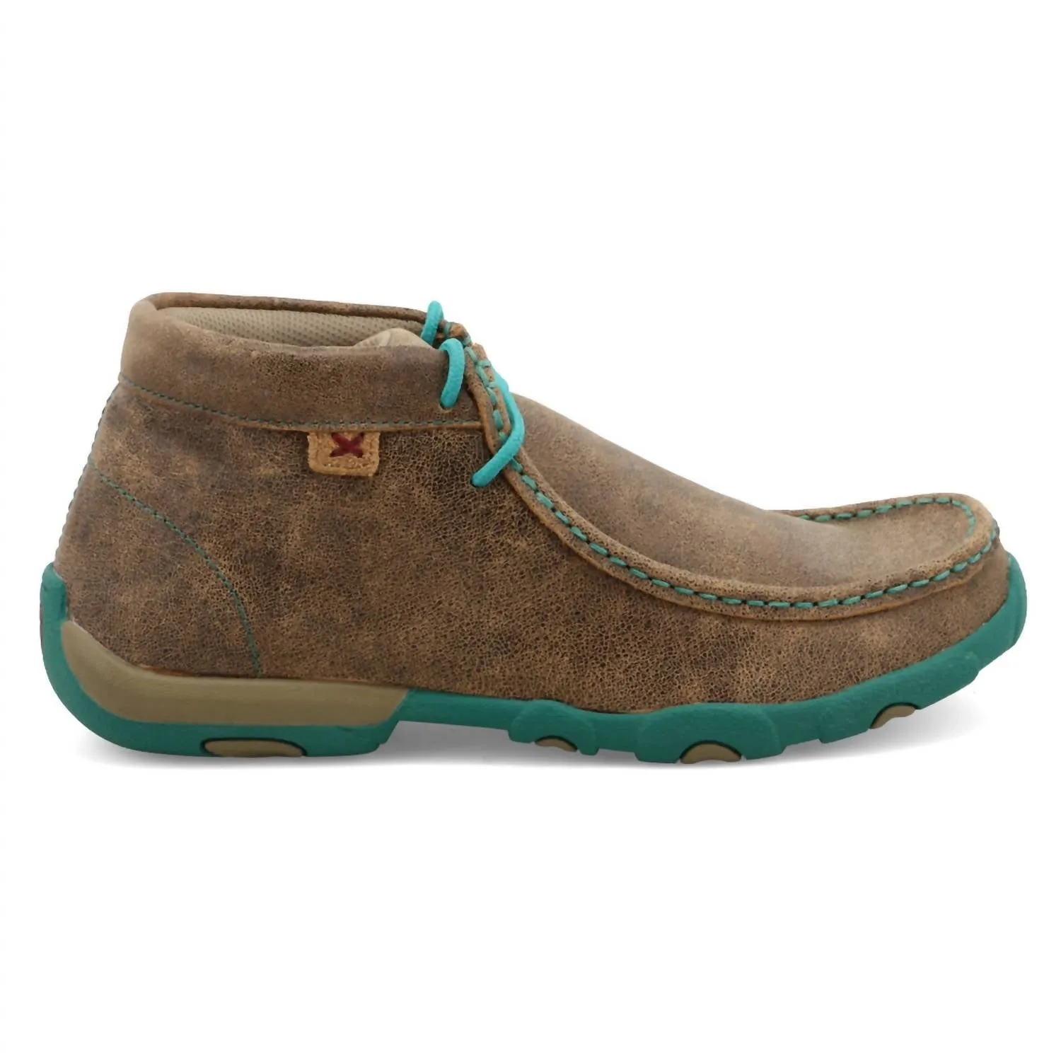 Women's Chukka Driving Moc Shoe In Brown/turquoise