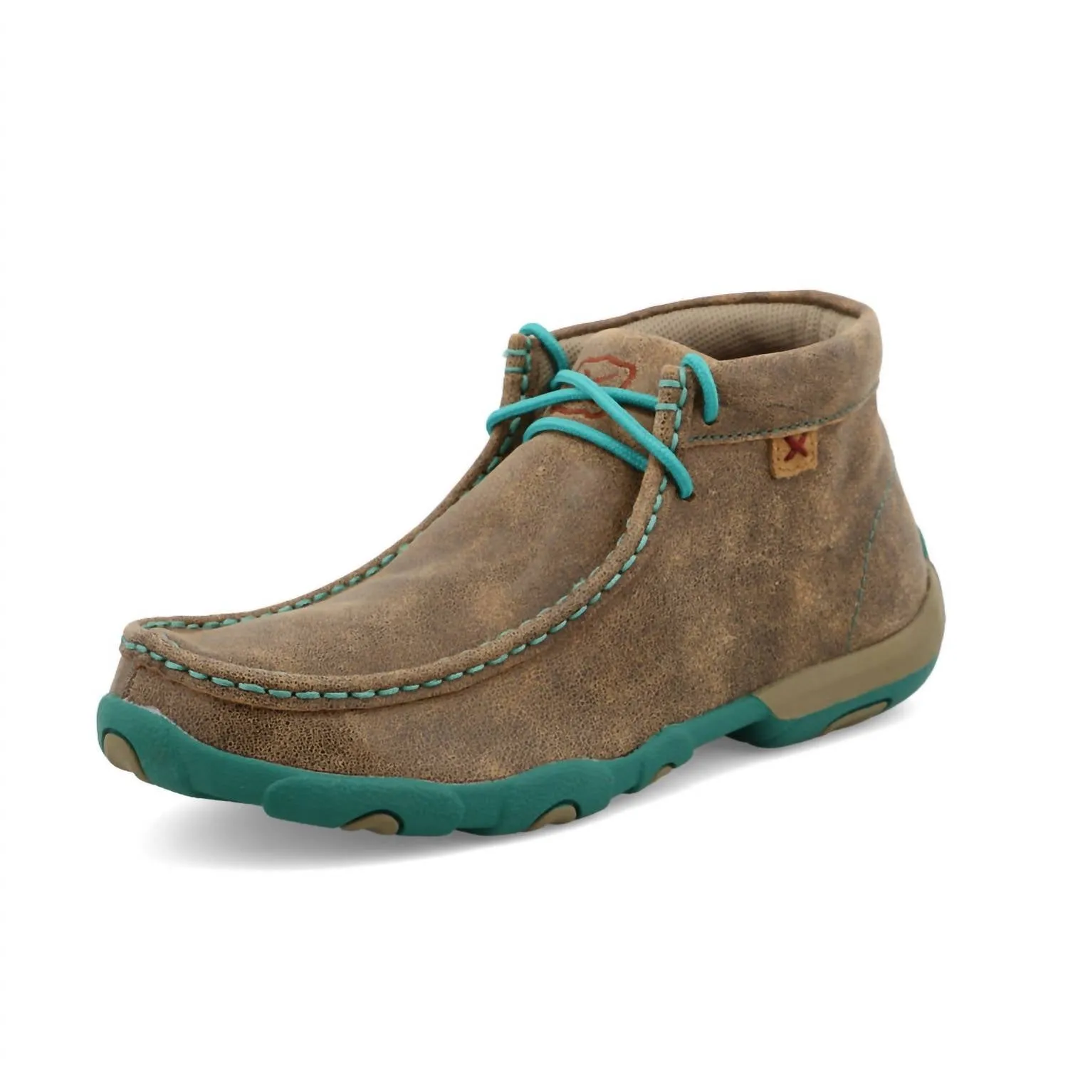 Women's Chukka Driving Moc Shoe In Brown/turquoise