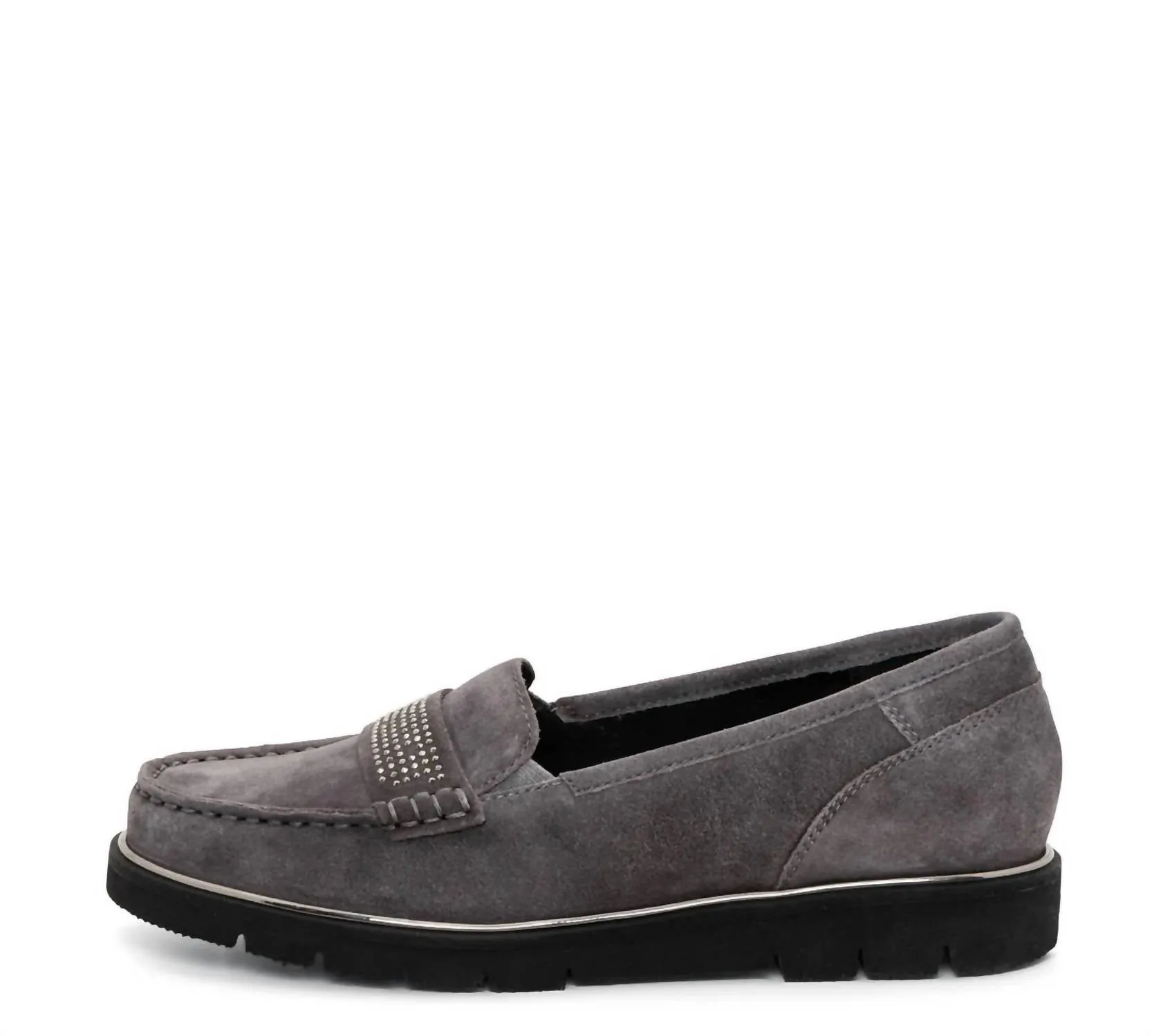 Women's Daffodil Rhinestone Keeper Wedge Loafer In Steel