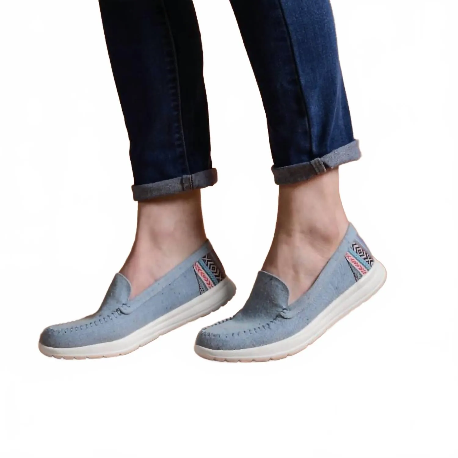Women's Discover Canvas Moccasin In Light Denim Fleck