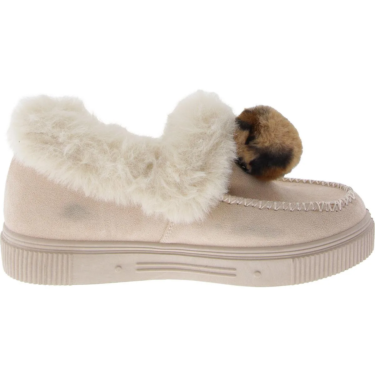Womens Faux Suede Embellished Slip-On Sneakers