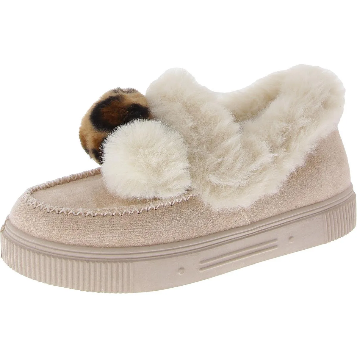 Womens Faux Suede Embellished Slip-On Sneakers