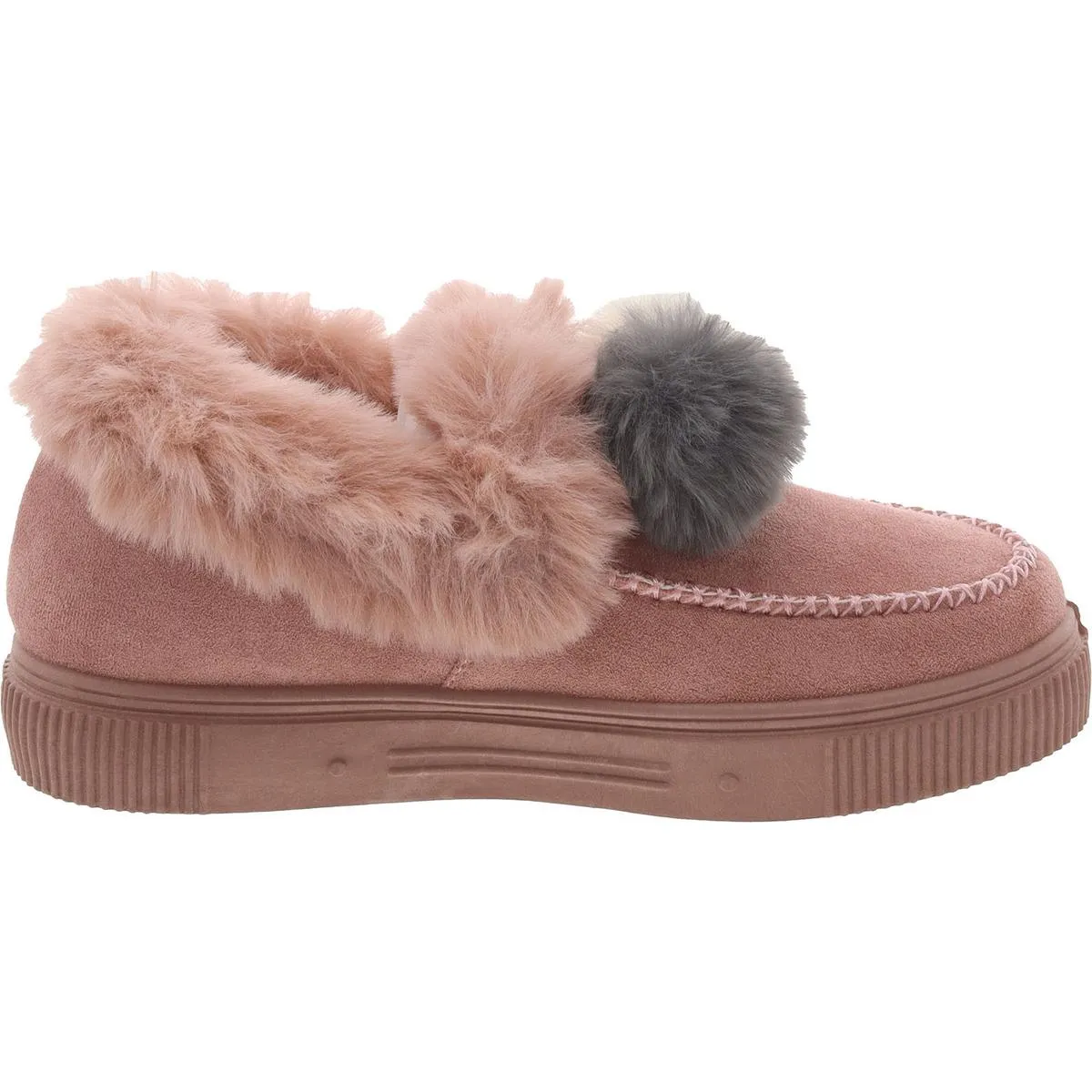 Womens Faux Suede Round Toe Loafers