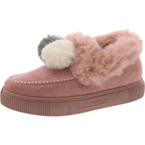 Womens Faux Suede Round Toe Loafers