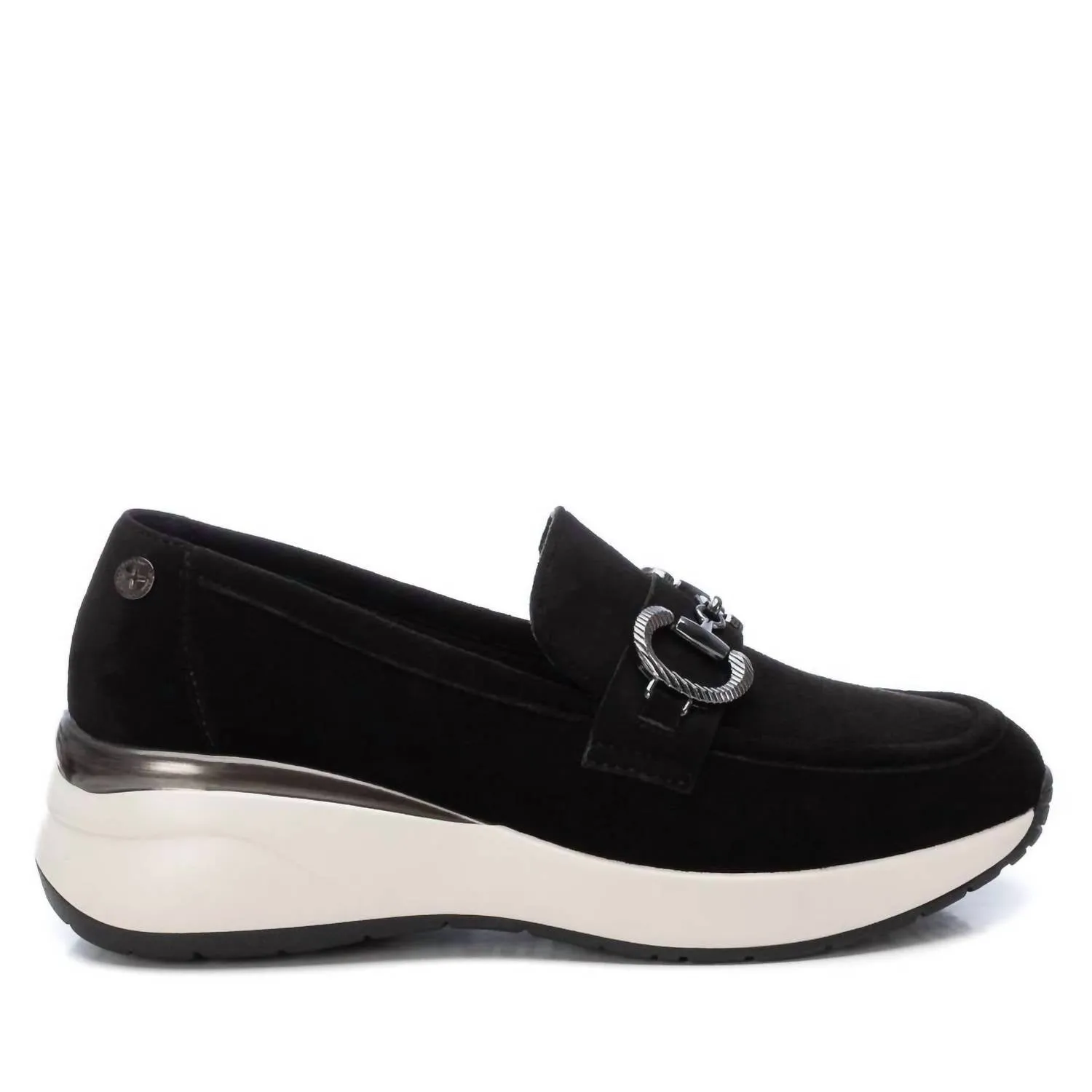 Women's Gold Chain Moccasins In Black