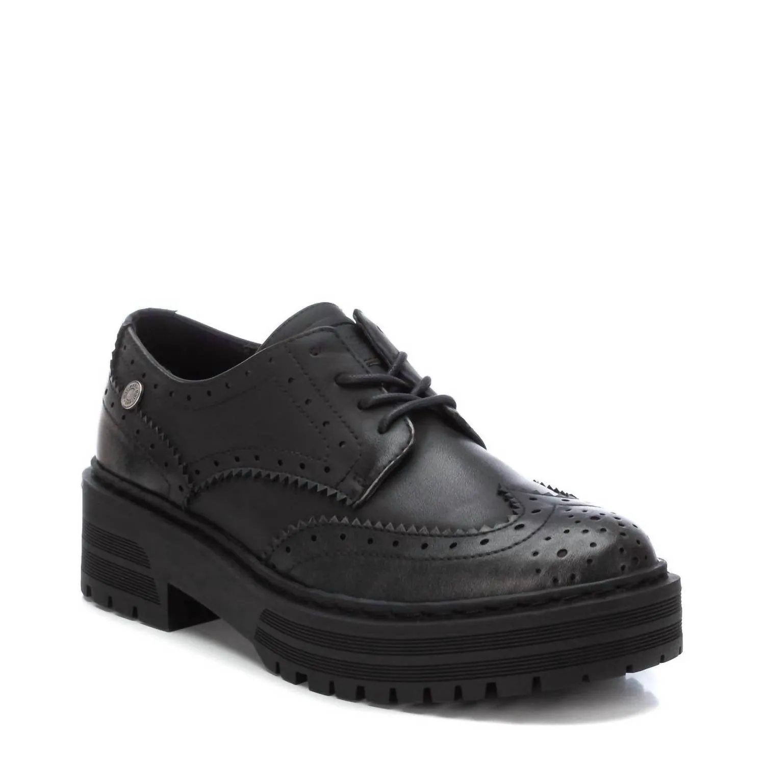 Women's Heeled Lace-Up Loafers In Black