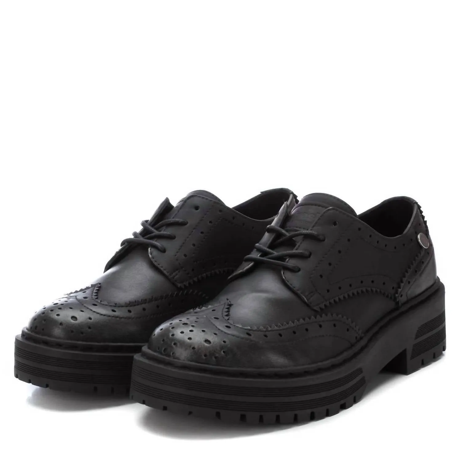Women's Heeled Lace-Up Loafers In Black