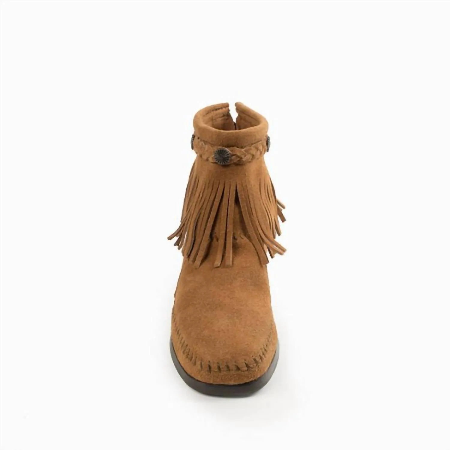 Women's High Top Back Zip Moccasin Boot In Taupe