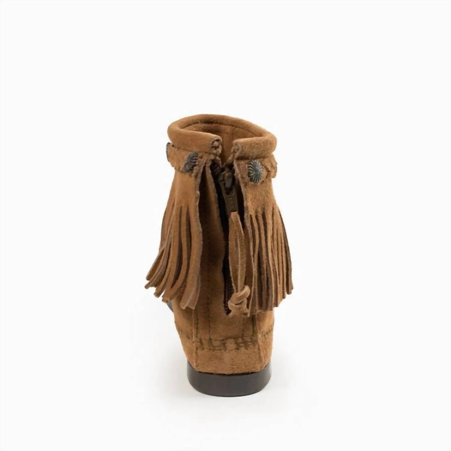 Women's High Top Back Zip Moccasin Boot In Taupe