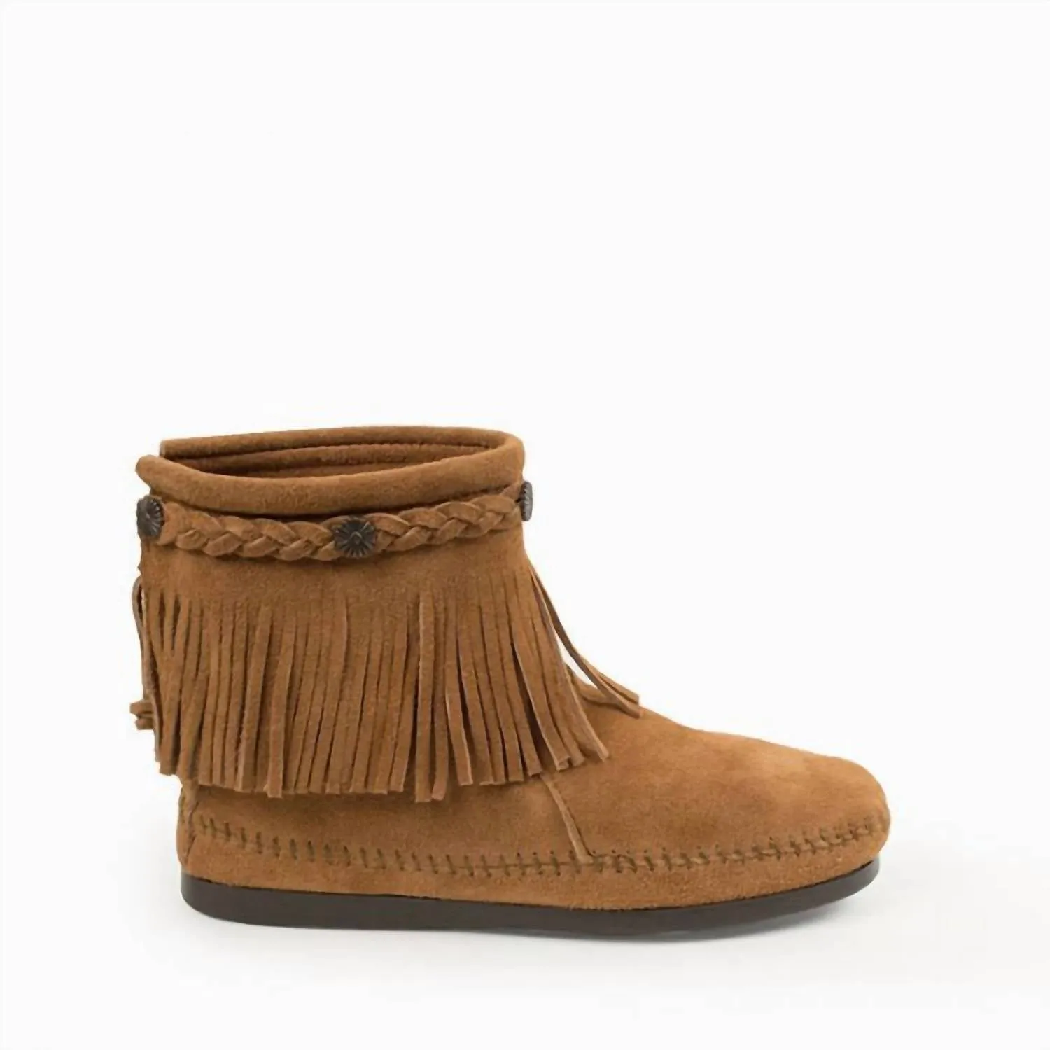 Women's High Top Back Zip Moccasin Boot In Taupe
