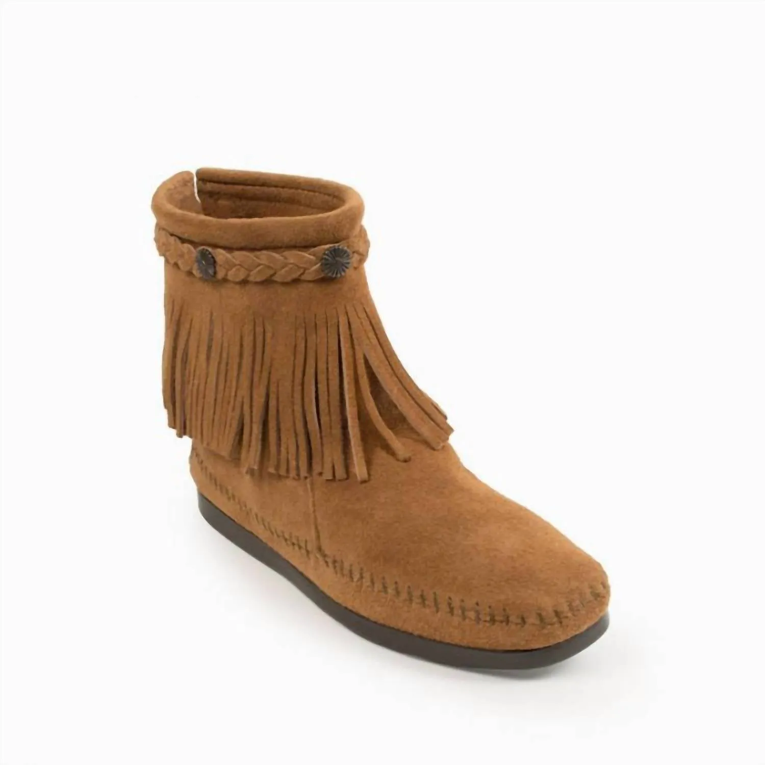 Women's High Top Back Zip Moccasin Boot In Taupe