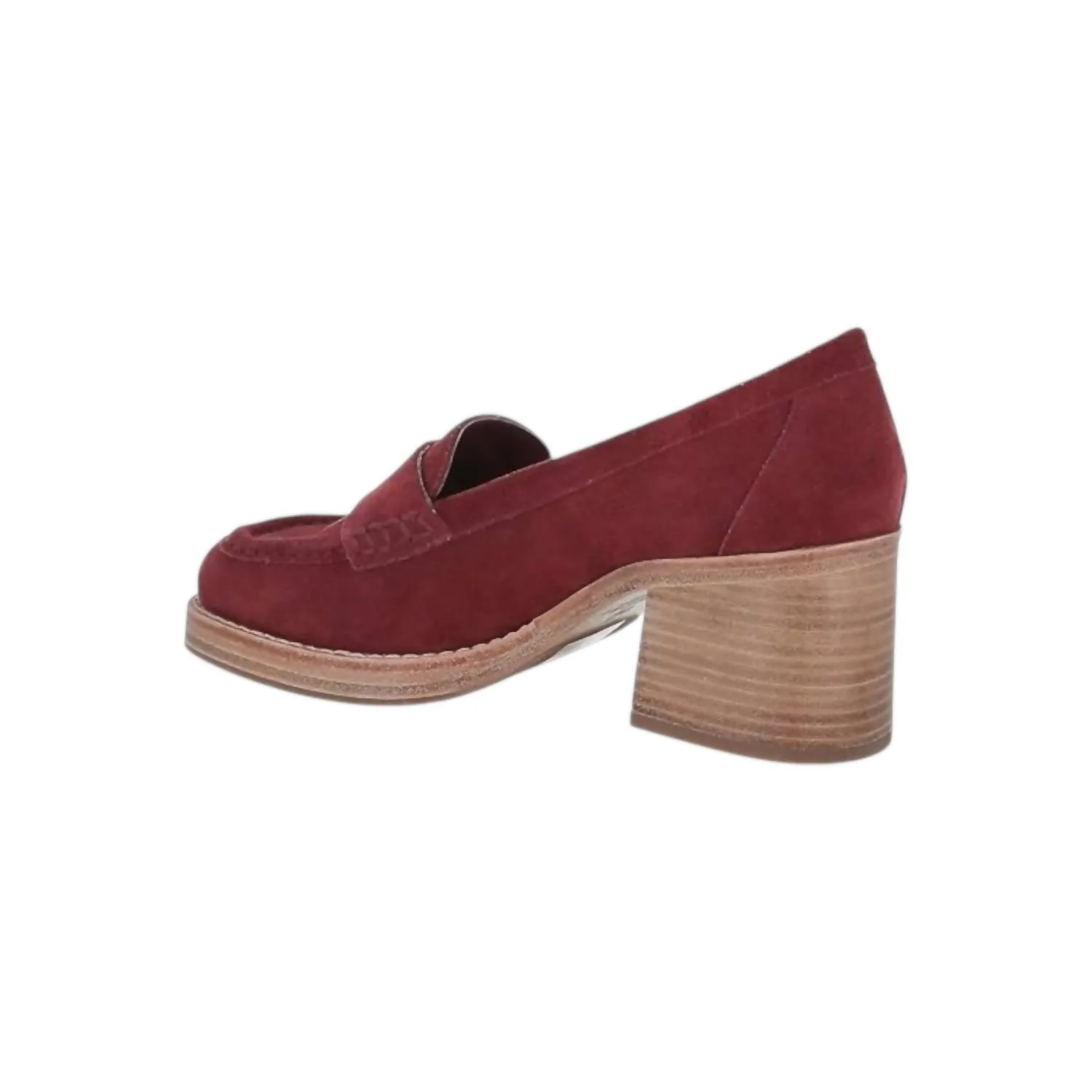 Women's Irene Penny Loafer Heels In Bordo Suede