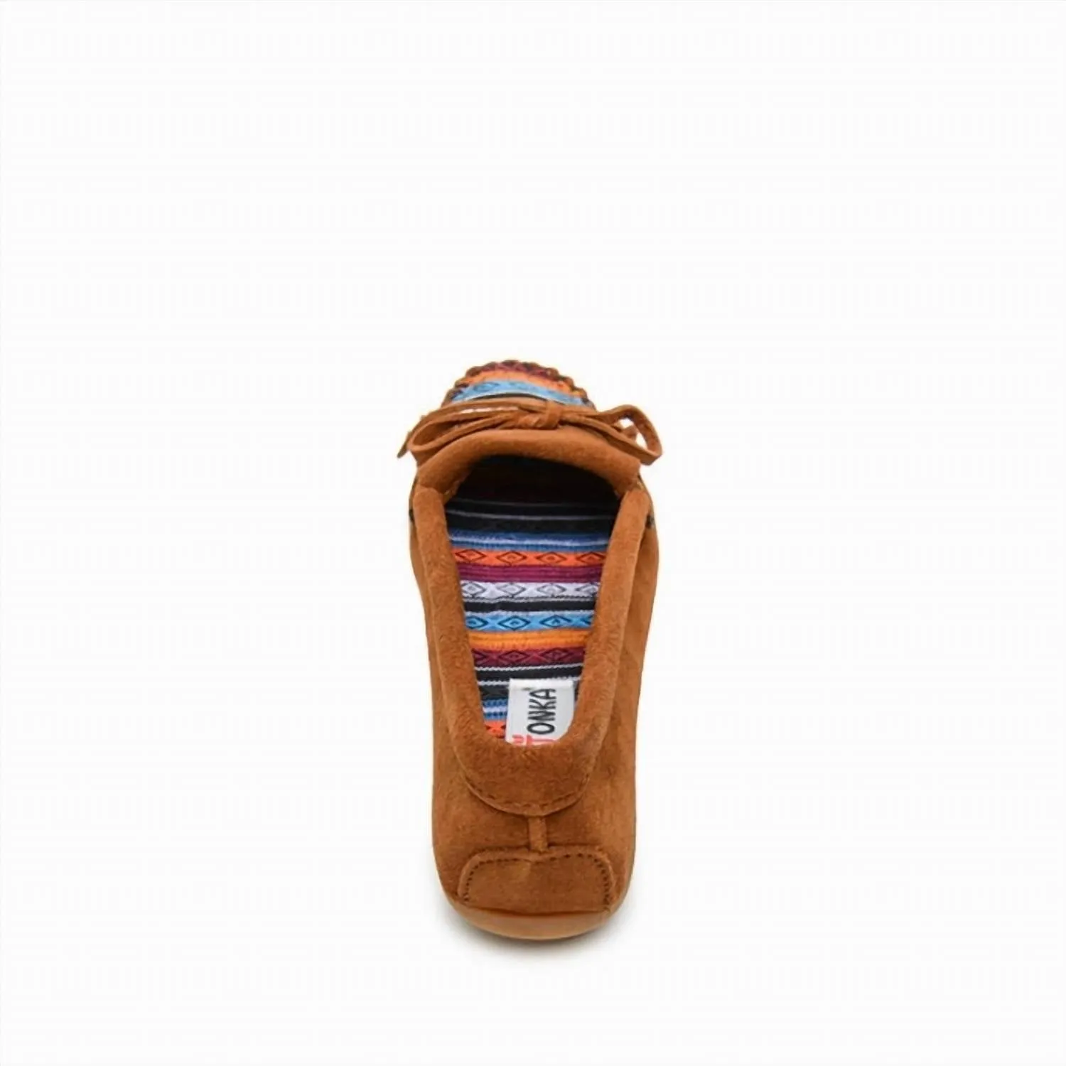 Women's Kilty Hardsole Moccasin In Brown Arizona Fabric
