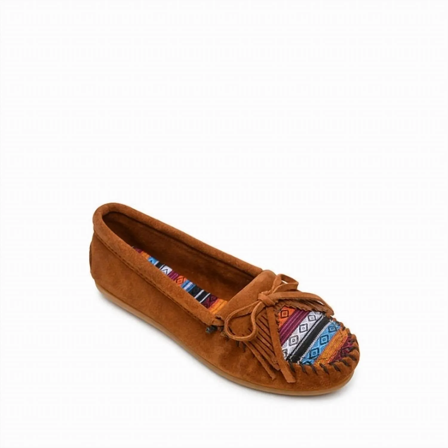 Women's Kilty Hardsole Moccasin In Brown Arizona Fabric