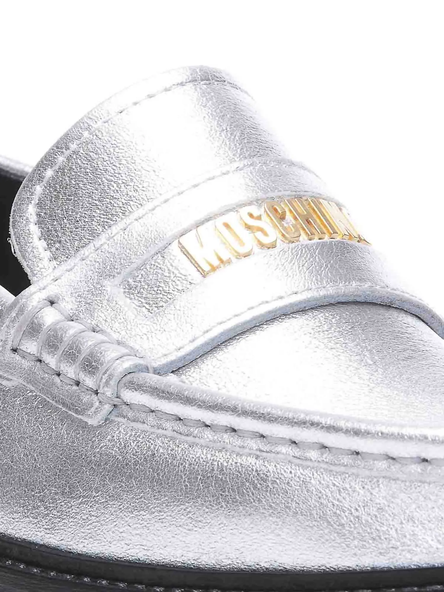 Women's Laminated Calfskin Loafer In Silver