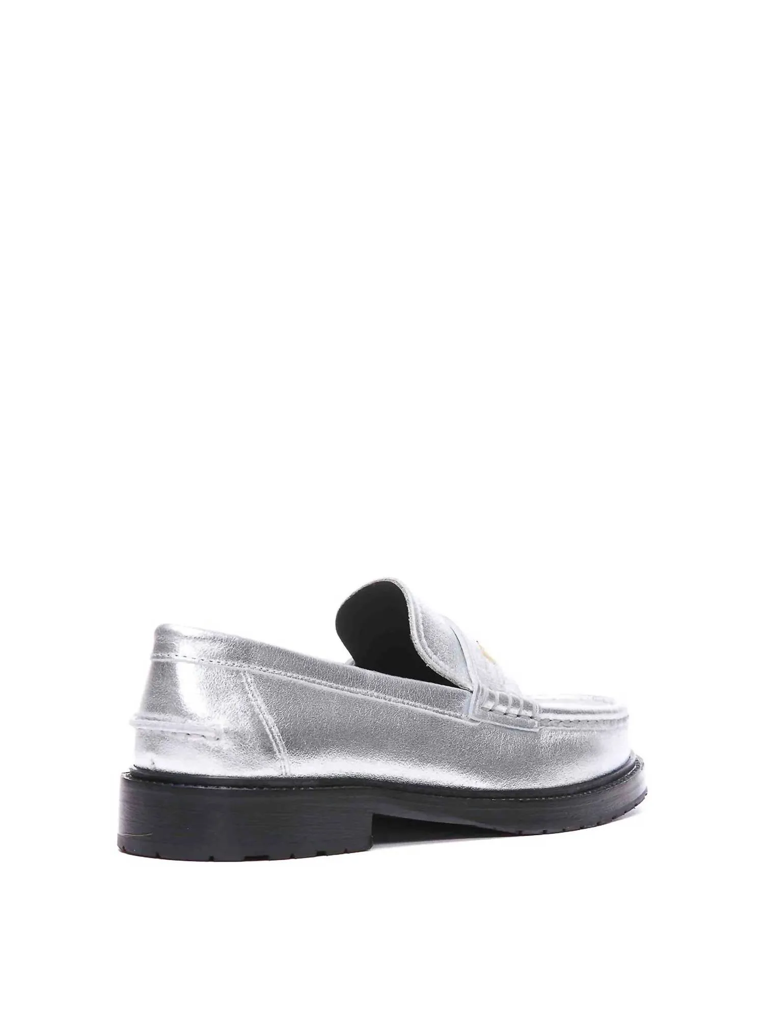 Women's Laminated Calfskin Loafer In Silver