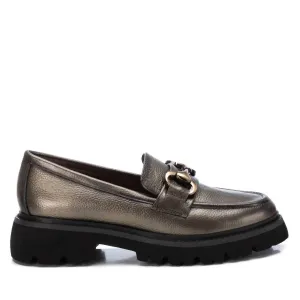 Women's Leather Loafer Moccasins In Silver