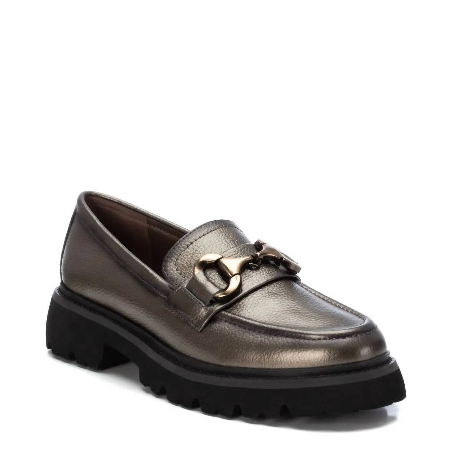 Women's Leather Loafer Moccasins In Silver