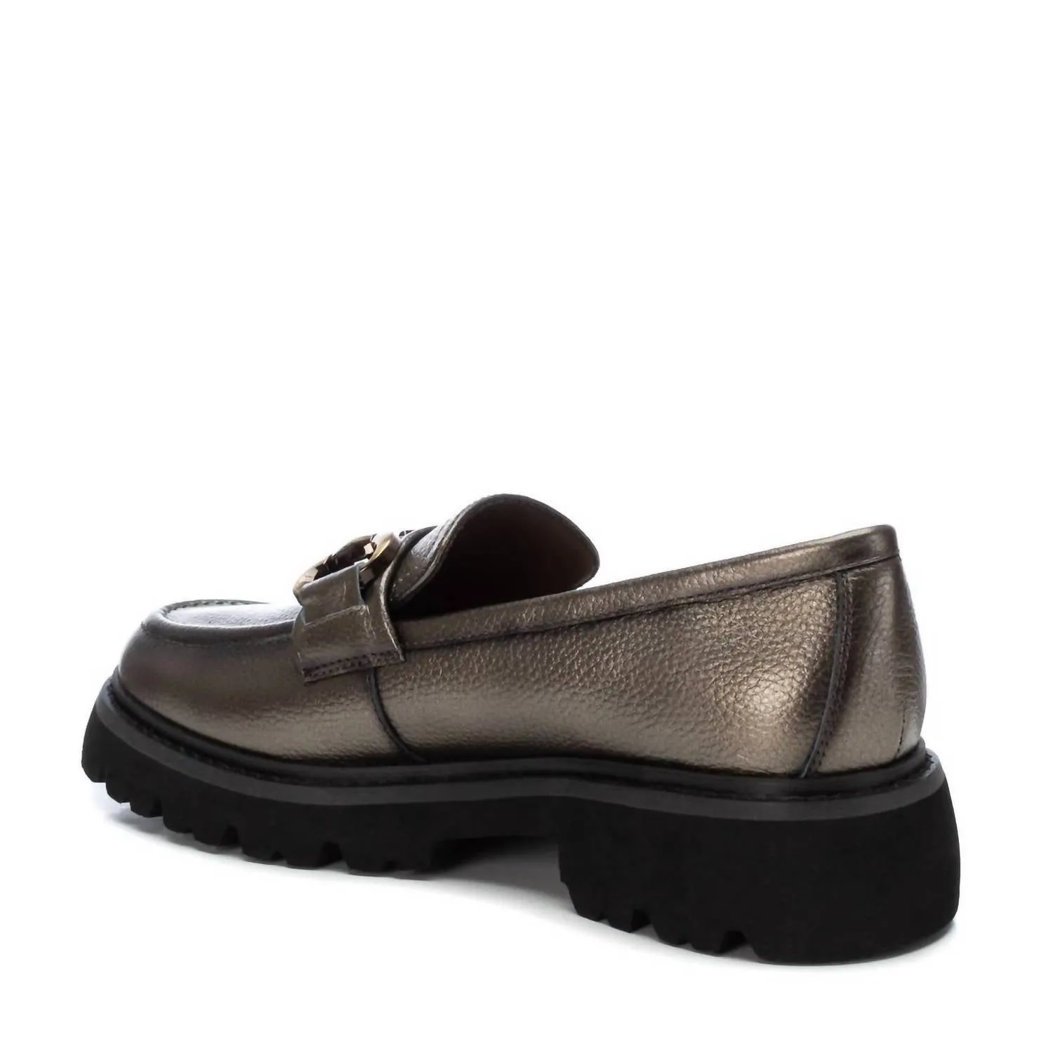 Women's Leather Loafer Moccasins In Silver