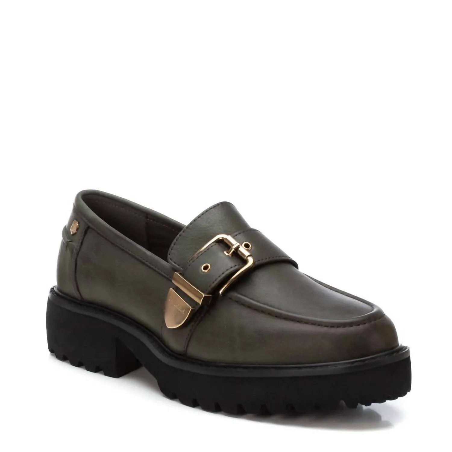 Women's Leather Moccasins In Kakhi