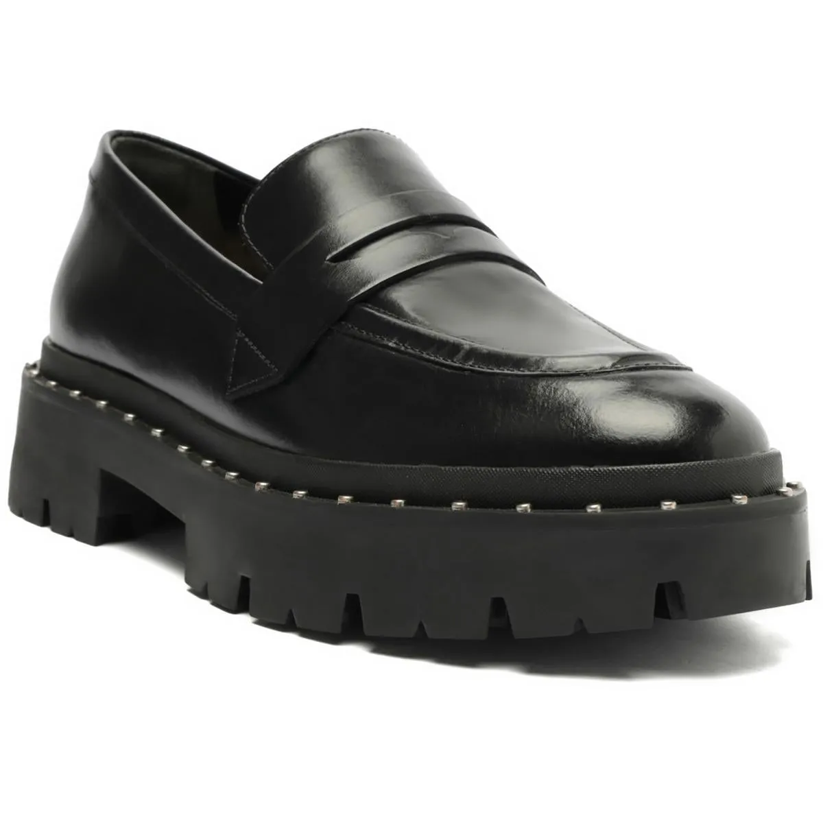Womens Lug Sole Slip On Loafers