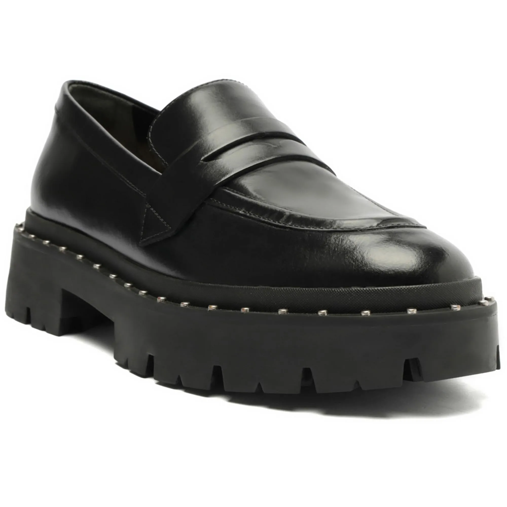 Womens Lug Sole Slip On Loafers