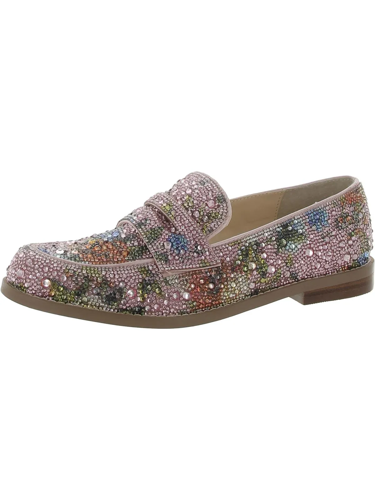 Womens Rhinestone Flat Loafers