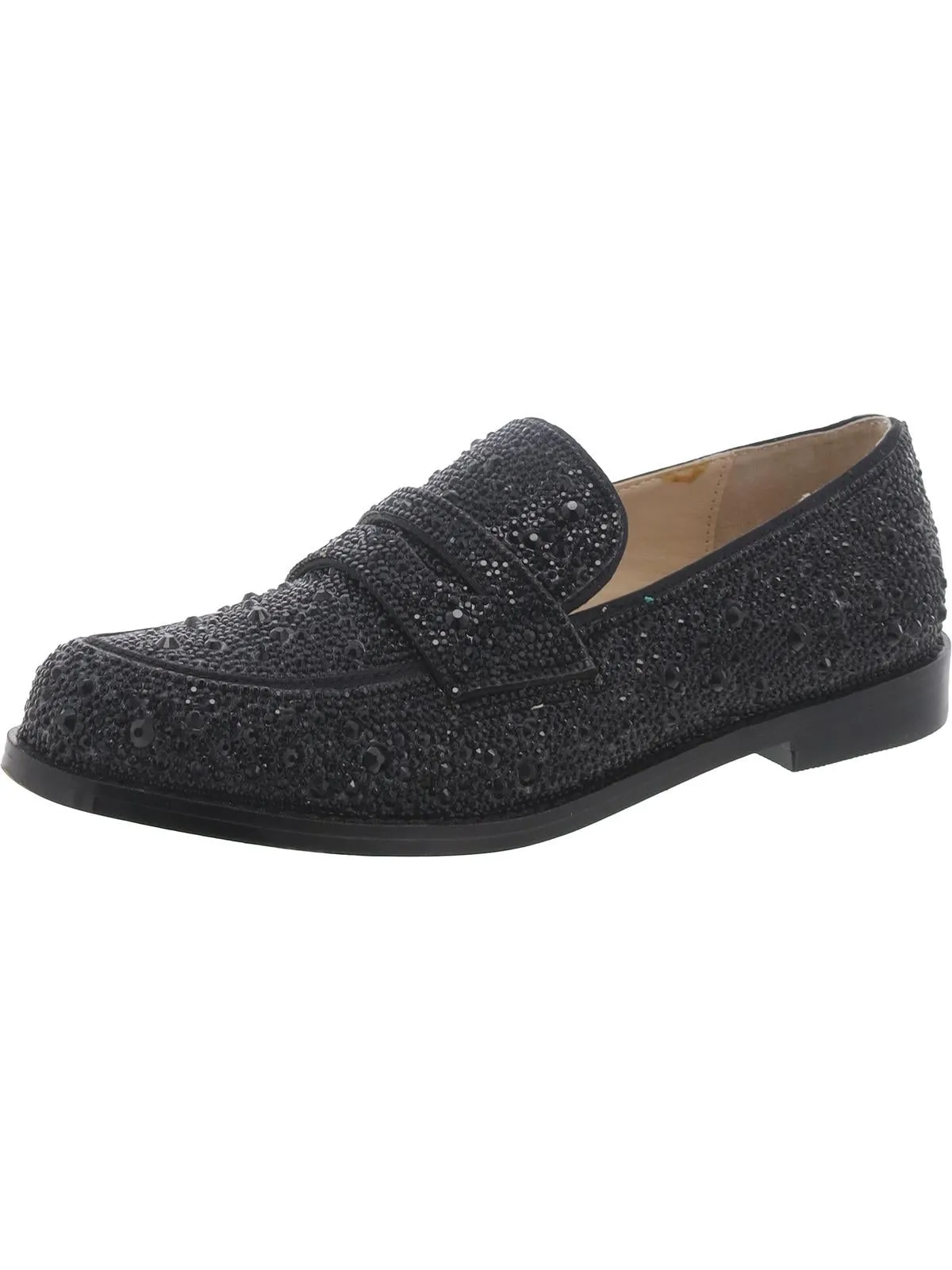 Womens Rhinestone Flat Loafers