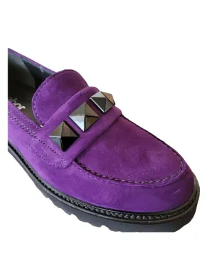 Women's Studded Loafers In Purple Suede-US 8.5 / purple suede