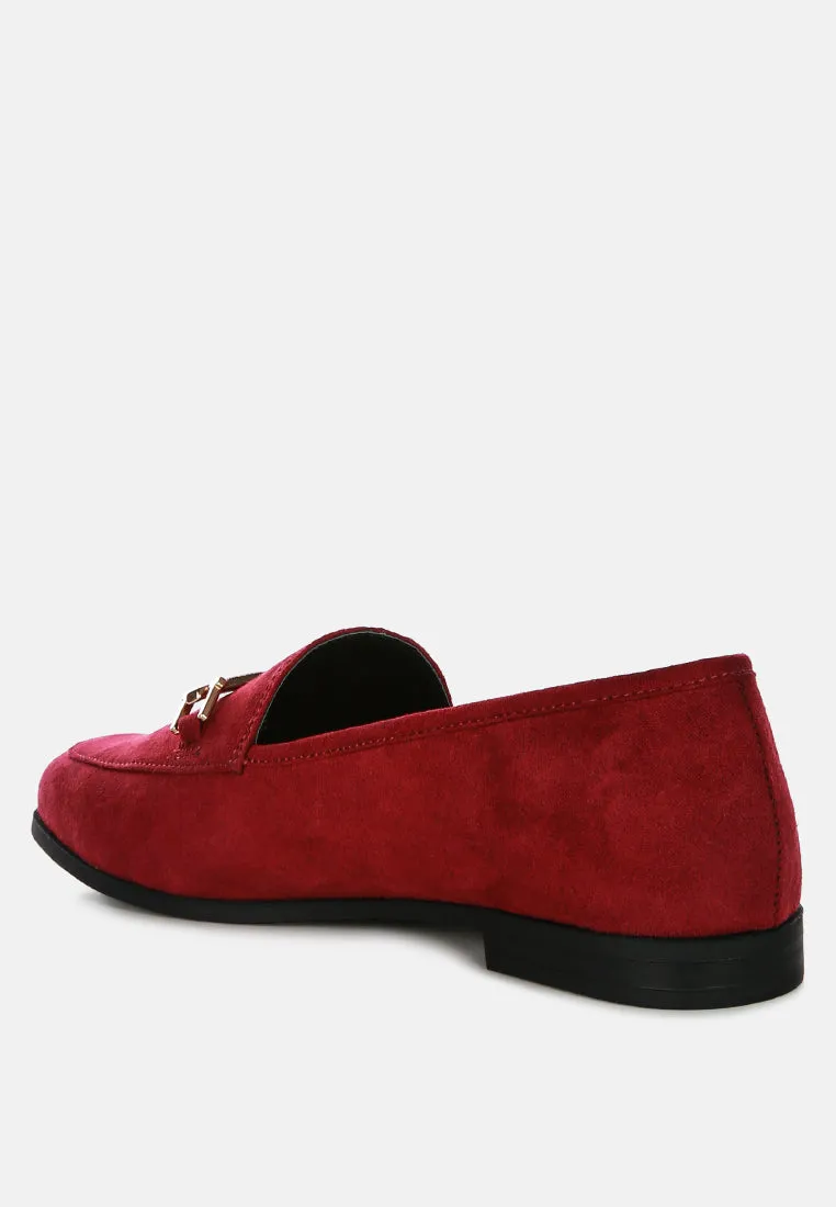 zaara solid faux suede loafers